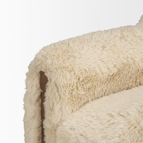 Huntley Cream Faux Fur Fabric Swivel Accent Chair by Mercana at Eve Furniture