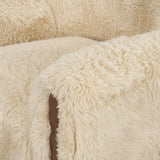 Huntley Cream Faux Fur Fabric Swivel Accent Chair by Mercana at Eve Furniture