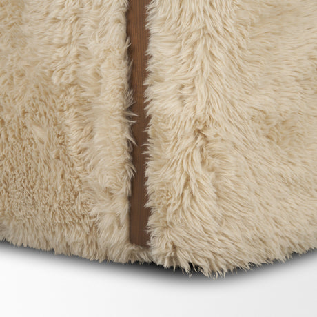 Huntley Cream Faux Fur Fabric Swivel Accent Chair by Mercana at Eve Furniture