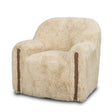 Huntley Cream Faux Fur Fabric Swivel Accent Chair by Mercana at Eve Furniture