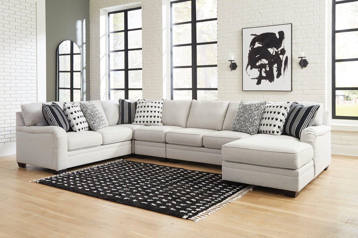 Huntsworth Dove Gray 5-Piece Right Arm Facing Chaise Sectional by Ashley at Eve Furniture