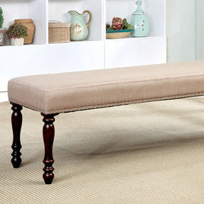 Hurdsfield Antique Cherry/Beige Bench by Furniture of America at Eve Furniture