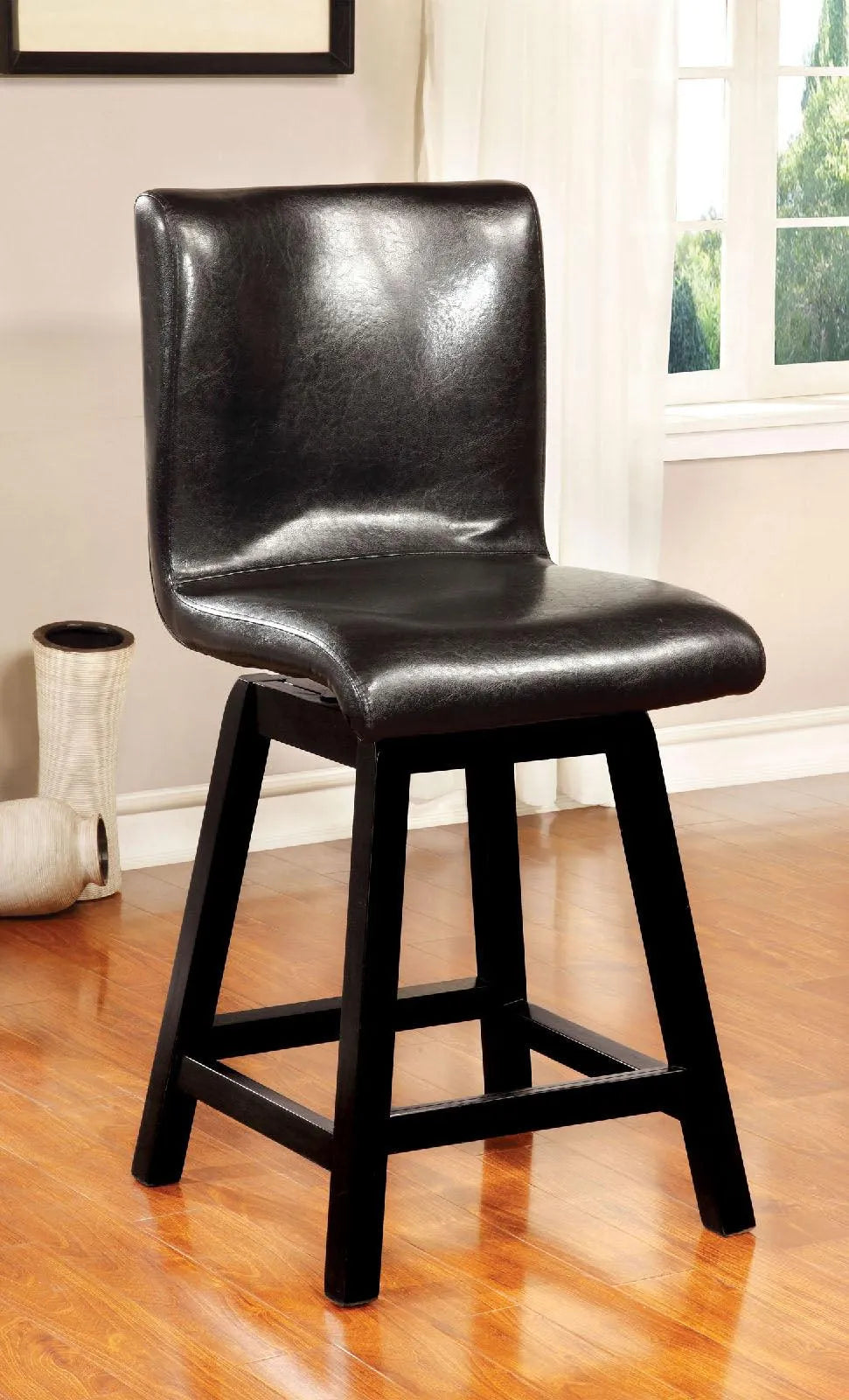 Hurley Black Counter Ht. Chair, Set of 2 by Furniture of America at Eve Furniture