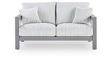 Hurley Park Gray Outdoor Sofa and Loveseat by Ashley at Eve Furniture