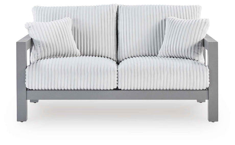 Hurley Park Gray Outdoor Sofa and Loveseat by Ashley at Eve Furniture