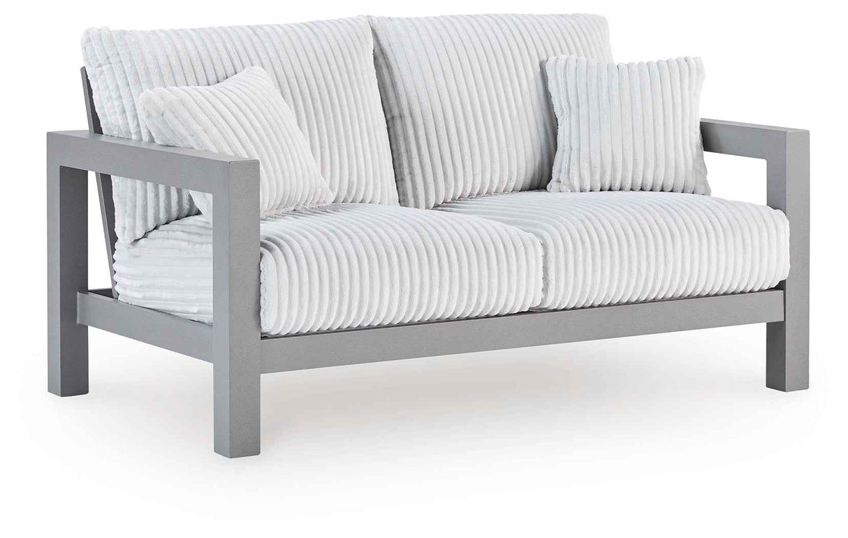 Hurley Park Gray Outdoor Sofa and Loveseat by Ashley at Eve Furniture