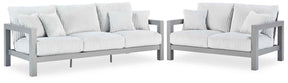 Hurley Park Gray Outdoor Sofa and Loveseat by Ashley at Eve Furniture