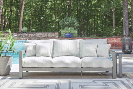 Hurley Park Gray Outdoor Sofa with 2 Lounge Chairs by Ashley at Eve Furniture