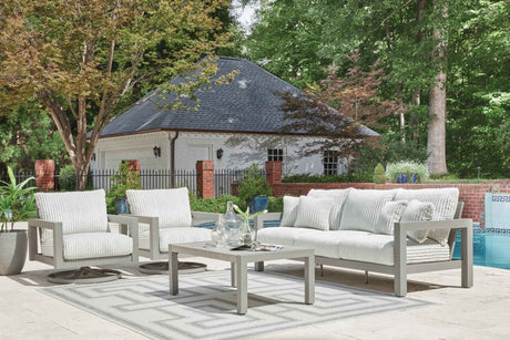 Hurley Park Gray Outdoor Sofa with 2 Lounge Chairs by Ashley at Eve Furniture