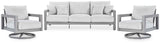 Hurley Park Gray Outdoor Sofa with 2 Lounge Chairs by Ashley at Eve Furniture