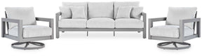 Hurley Park Gray Outdoor Sofa with 2 Lounge Chairs by Ashley at Eve Furniture