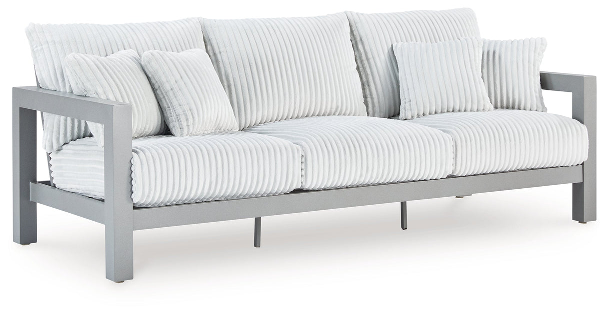 Hurley Park Gray Outdoor Sofa with Cushion by Ashley at Eve Furniture