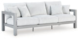 Hurley Park Gray Outdoor Sofa with Cushion by Ashley at Eve Furniture