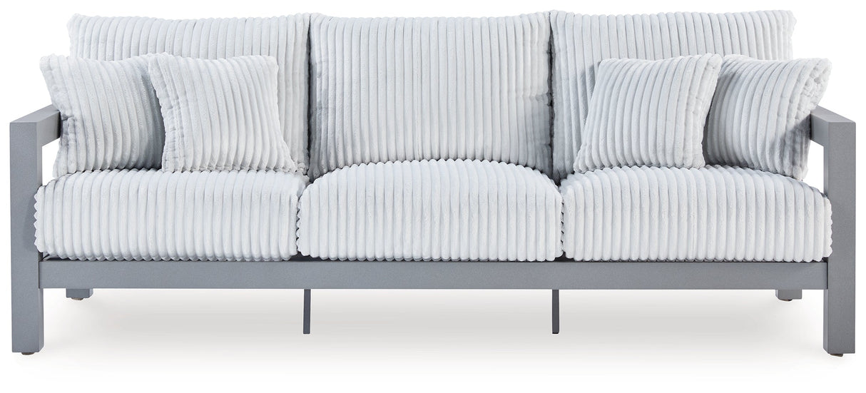 Hurley Park Gray Outdoor Sofa with Cushion by Ashley at Eve Furniture