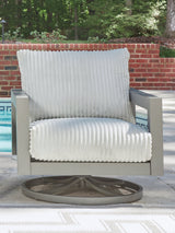 Hurley Park Gray Outdoor Swivel Chair with Cushion by ASHLEY FURNITURE at Eve Furniture