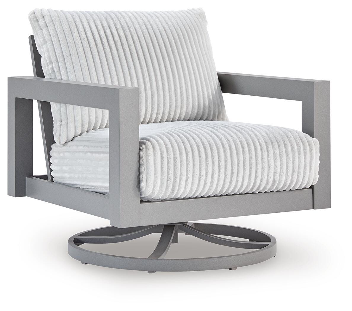 Hurley Park Gray Outdoor Swivel Chair with Cushion by ASHLEY FURNITURE at Eve Furniture