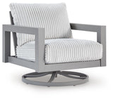 Hurley Park Gray Outdoor Swivel Chair with Cushion by ASHLEY FURNITURE at Eve Furniture