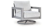 Hurley Park Gray Outdoor Swivel Chair with Cushion by ASHLEY FURNITURE at Eve Furniture