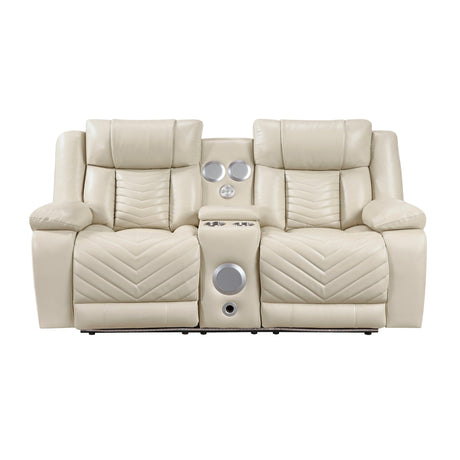 Huron Beige 2-Piece Power Double Reclining Set by Homelegance at Eve Furniture