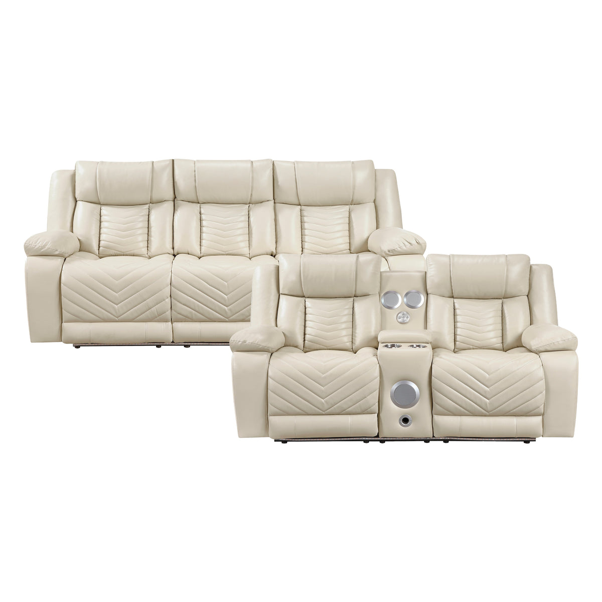 Huron Beige 2-Piece Power Double Reclining Set by Homelegance at Eve Furniture