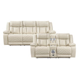 Huron Beige 2-Piece Power Double Reclining Set by Homelegance at Eve Furniture