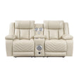 Huron Beige Power Double Reclining Loveseat with Center Console by Homelegance at Eve Furniture