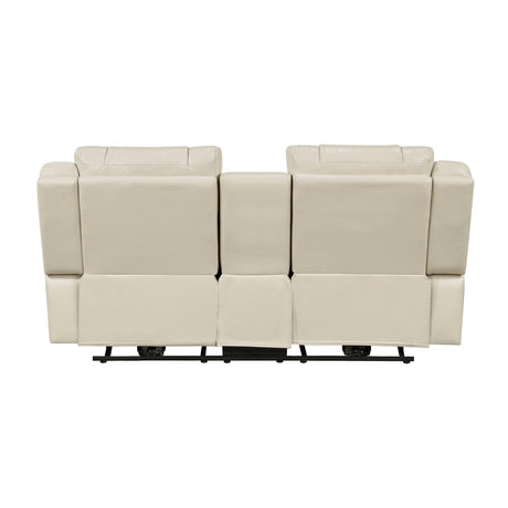 Huron Beige Power Double Reclining Loveseat with Center Console by Homelegance at Eve Furniture