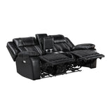 Huron Black 2-Piece Power Double Reclining Set by Homelegance at Eve Furniture