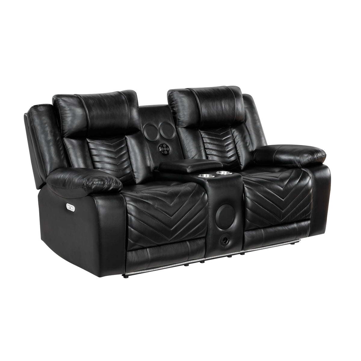 Huron Black 2-Piece Power Double Reclining Set by Homelegance at Eve Furniture