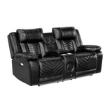 Huron Black 2-Piece Power Double Reclining Set by Homelegance at Eve Furniture