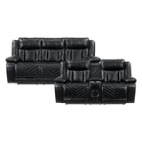 Huron Black 2-Piece Power Double Reclining Set by Homelegance at Eve Furniture