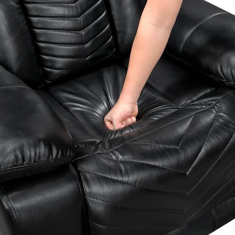 Huron Black Power Double Reclining Loveseat with Center Console by Homelegance at Eve Furniture