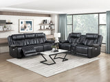 Huron Black Power Double Reclining Loveseat with Center Console by Homelegance at Eve Furniture