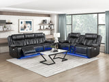 Huron Black Power Double Reclining Loveseat with Center Console by Homelegance at Eve Furniture