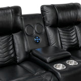 Huron Black Power Double Reclining Loveseat with Center Console by Homelegance at Eve Furniture