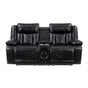 Huron Black Power Double Reclining Loveseat with Center Console by Homelegance at Eve Furniture