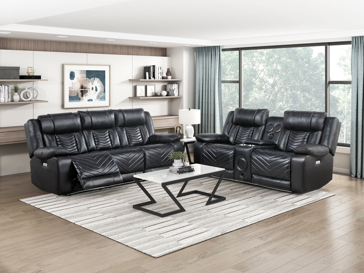 Huron Black Power Double Reclining Sofa by Homelegance at Eve Furniture