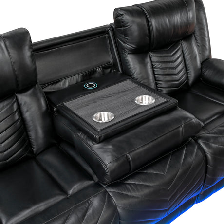 Huron Black Power Double Reclining Sofa by Homelegance at Eve Furniture