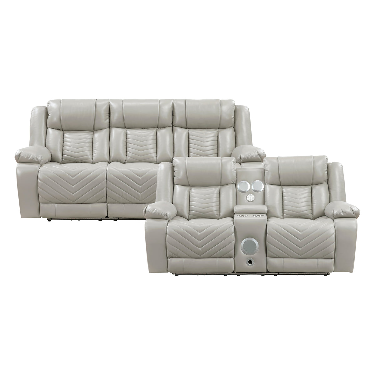 Huron Gray 2-Piece Power Double Reclining Living Room Set by Homelegance at Eve Furniture