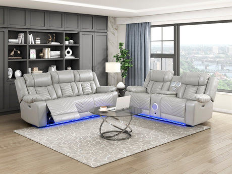 Huron Gray Power Double Reclining Sofa by Homelegance at Eve Furniture
