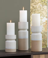 Hurston Ivory/Brown Candle Holder by Ashley at Eve Furniture