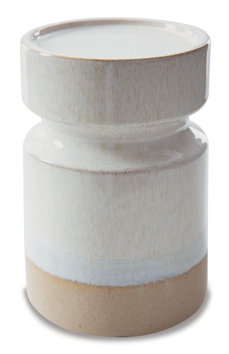 Hurston Ivory/Brown Candle Holder by Ashley at Eve Furniture