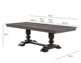 Hutchins 59-95-Inch Table w/Two 18-inch Leaves