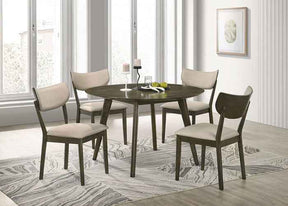 Huttwil Dark Walnut/Beige 5-Piece Round Dining Table Set by Furniture of America at Eve Furniture