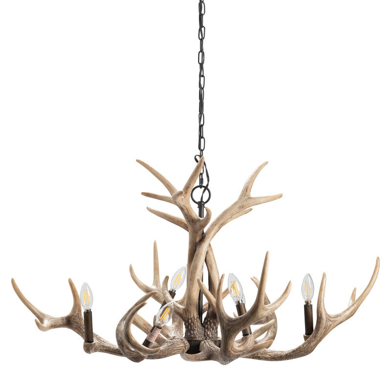 Huxley Antler Brown Chandelier by Crestview at Eve Furniture