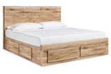 Hyanna Tan Brown Queen Storage Platform Bed with 6 Drawers by Ashley at Eve Furniture