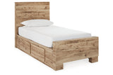 Hyanna Tan Brown Twin Storage Platform Bed with 4 Drawers by Ashley at Eve Furniture