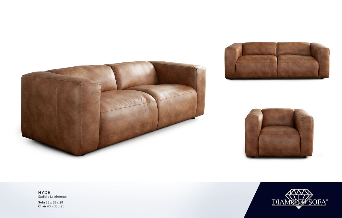 Hyde Saddle Leatherette Sofa by Diamond Sofa at Eve Furniture