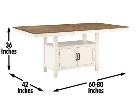 Hyland 80-inch Counter Table w/20-inch Leaf, Brown by Steve Silver at Eve Furniture