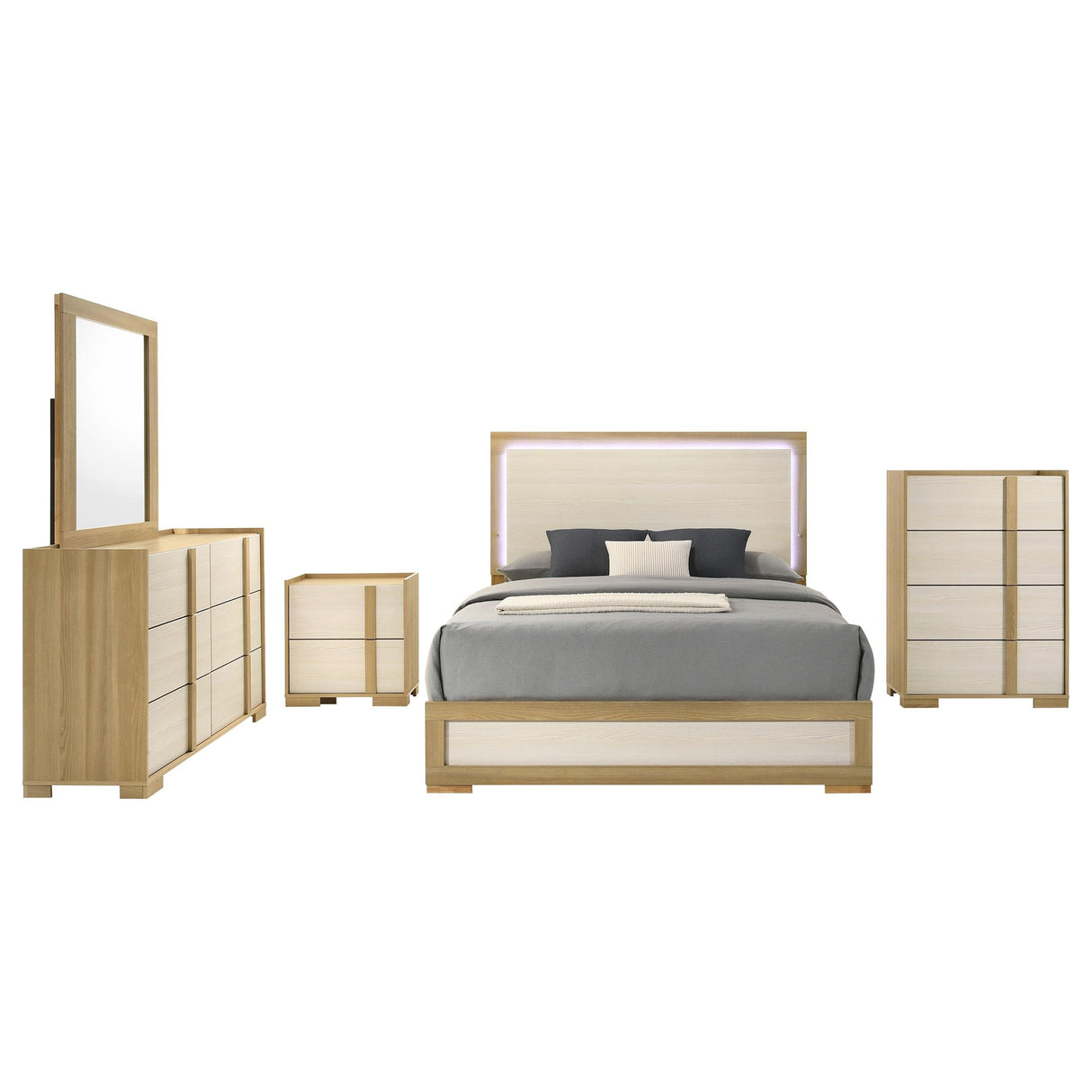 Hyland Natural 5-Piece Eastern King Bedroom Set by Coaster at Eve Furniture